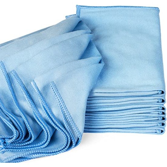 Blue Microfiber Glass Cleaning Cloth, 15 x 15' (300 GSM)