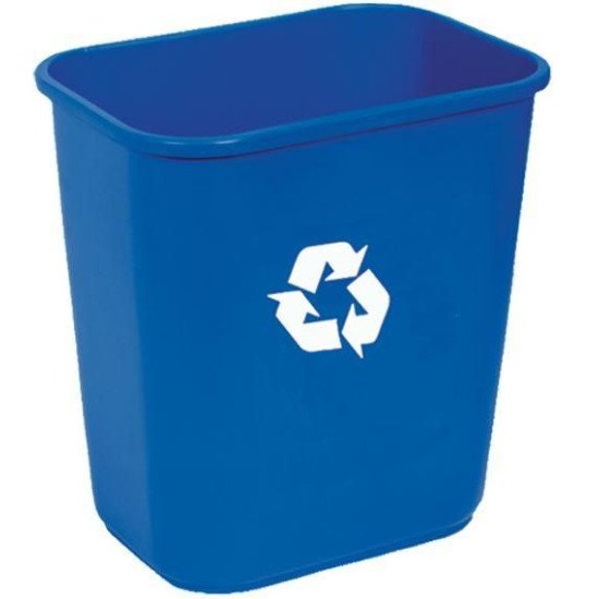 Medium Plastic Wastebasket, Recycle Blue, 27 L