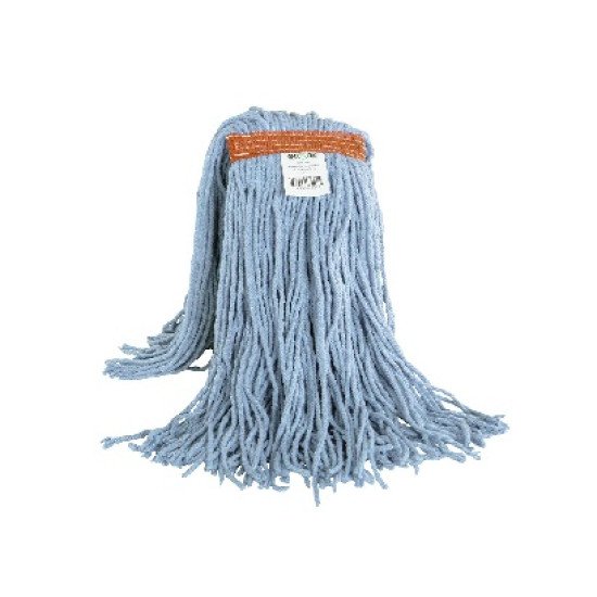 Wet Mop Head 20 oz, Medium, Narrow-Band, Cut-End, Blue (Synthetic)