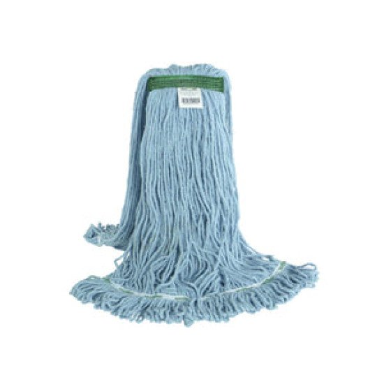 Wet Mop Head X-Large, 32 oz, Looped-End, Narrow-Band, Blue (Synthetic)