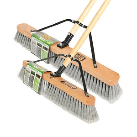 18' Assembled Wood Block Contractor push broom-Soft