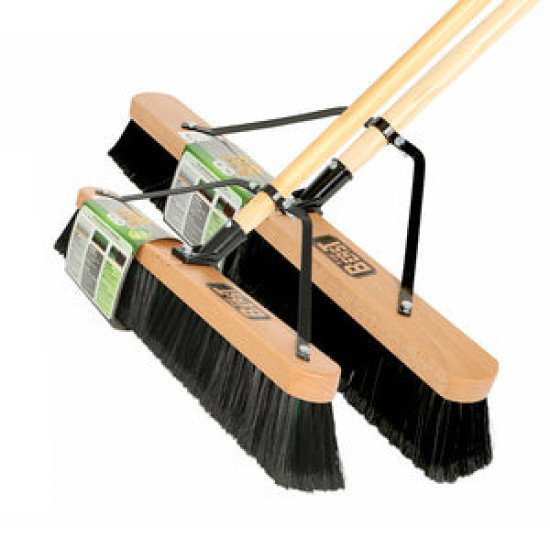 18' Assembled Wood Block  Contractor push broom-Medium