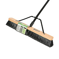 24' Assembled Wood Block Commercial push broom head-Medium w/ 54' metal handle 24' Assembled Wood Block Commercial push broom head-Medium w/ 54' metal handle
