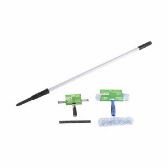 10' Window Care Kit Includes 10' Stainless Steel Squeegee, 10' T-Bar and Microfiber Washing Sleeve, 10' Replacement Microfibre Sleeve and 12ft Extension Pole