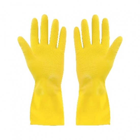 Rubber Gloves, Large Flocklined  - Yellow