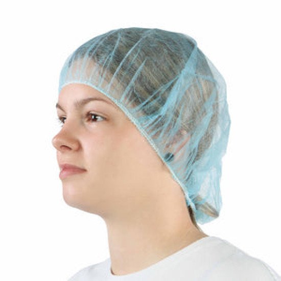 Bouffant Cap/Hairnet Blue Poly 24' 100/Pk