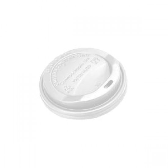 8 oz Dome Lid White Bagasse Compostable 1000/cs - 1.GL6080