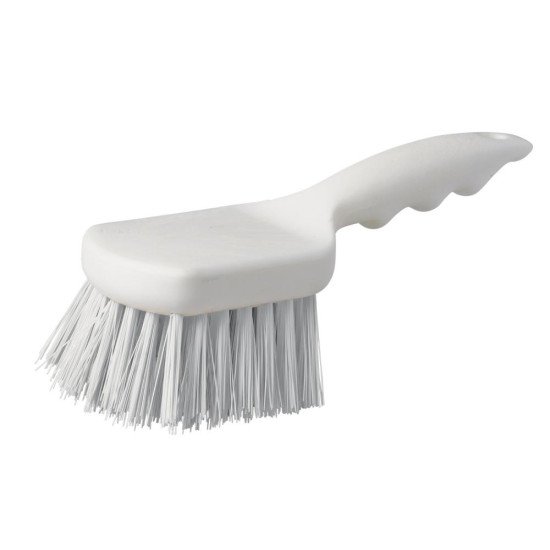 Short Handle Pot Brush, White Fiber