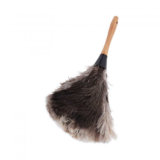 24  Gray Ostrich Duster with 12  Stained Wood Handle - 3.NF2014