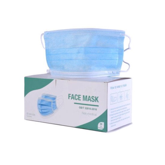 Disposable Face Masks, 3-Ply, 50 Pack