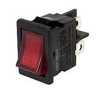 Rocker Switch, Illuminated, DPST, On-None-Off, Red, Panel Mount, 16 A