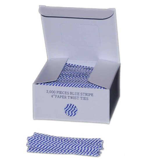4' Paper Twist Ties - Blue Stripe