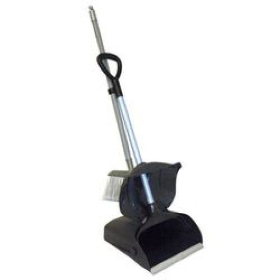 Dustpan With Broom, Handle and Cover - Black