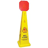 4-Sided Safety Cone, Caution Wet Floor