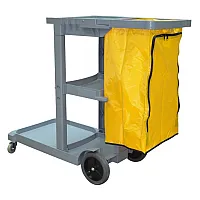 Grey Janitor Cart w/ Yellow Zipper Bag