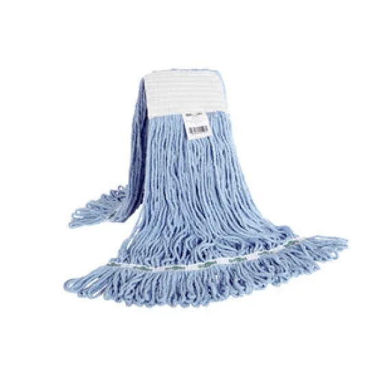 Syn-Pro® Synthetic Looped End Wet Mop Wide Band Blue 10oz Bagged XS - 3.GL3048B