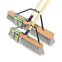 18' Assembled Wood Block Contractor push broom-Soft