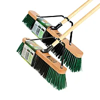 18' Assembled Wood Block Contractor push broom-Rough-High Fibers
