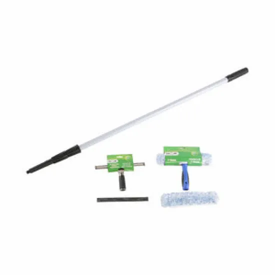 18  Window Care Kit Includes 18  Stainless Steel Squeegee, 18  T-Bar and Microfiber Washing Sleeve, 18  Replacement Microfibre Sleeve and 12ft Extension Pole - 3.GL4468