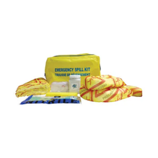 Emergency Response Spill Kit with Bio-Zorb - Includes 1 Zipper Yellow Bag, 10 Hi-Vis Caution Pads, 10 Hi-Vis Socks, 1 pair Nirtile Gloves, 1 Splash Goggle, 1 15oz Bodily Fluid Solidifier and Absorbent - 3.GL7510