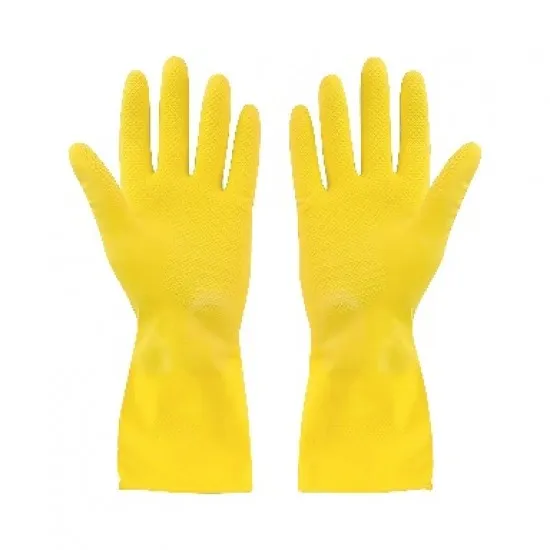 Rubber Gloves, Large Flocklined  - Yellow