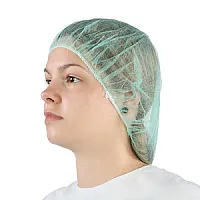 Bouffant Cap/Hairnet Green Poly 24' 100/Pk