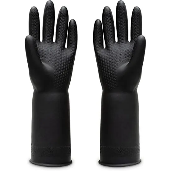 Black  Rubber Gloves Heavy duty- Small 28mil - 4.FLB2812S