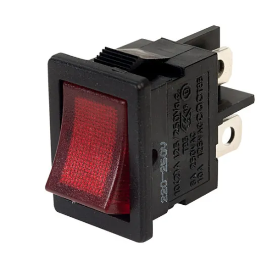 Rocker Switch, Illuminated, DPST, On-None-Off, Red, Panel Mount, 16 A - 8.TT2600R11E